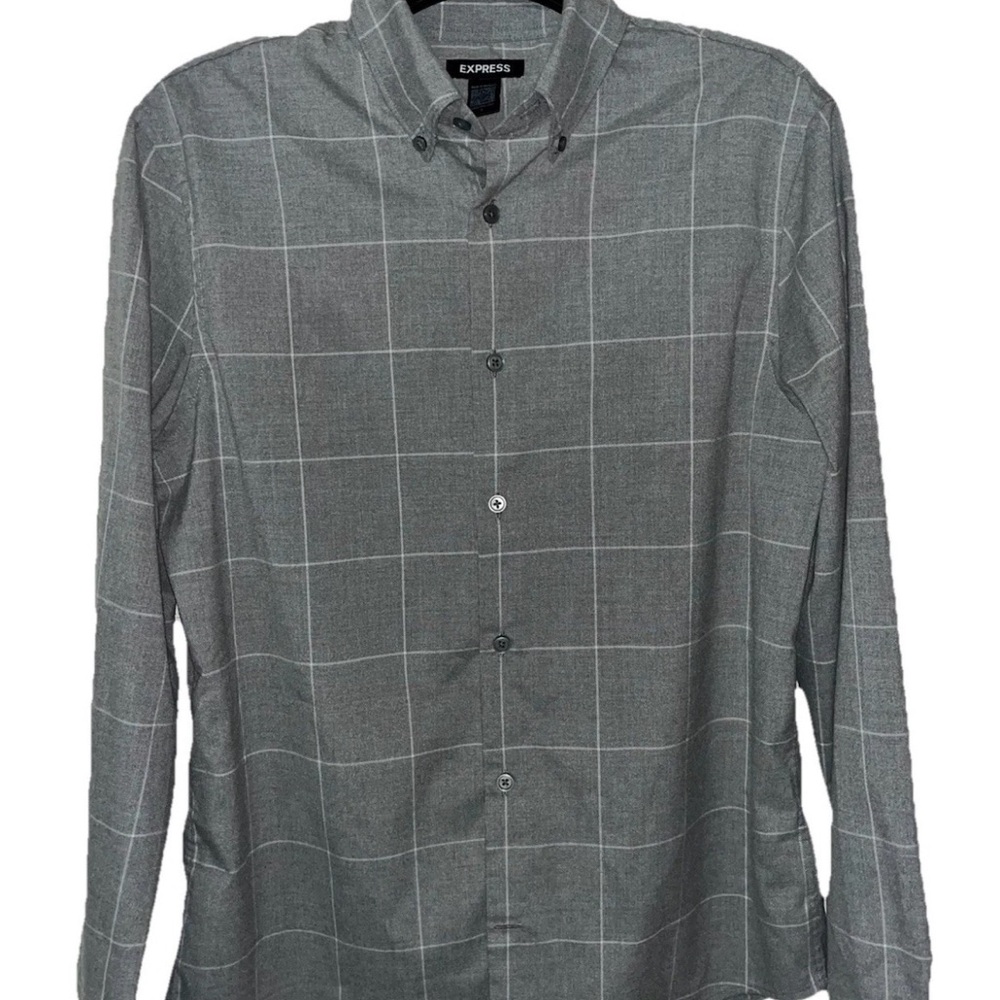 Express Men’s Long Sleeve Button Shirt Size Small Gray C-3